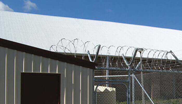 Chain Link Fence with Razor Wire
